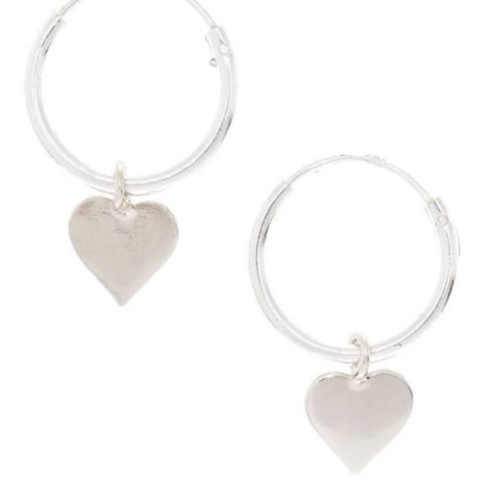 Silver sterling Heart hoop earring